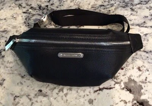 MICHAEL KORS BLACK OS FAUX LEATHER BELT BAG CROSSBODY FANNY PACK NWT $78 - Picture 1 of 8