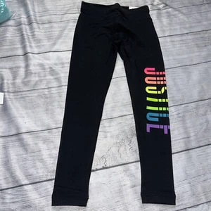 Justice Girls Size 6 Rainbow Logo Leggings Black NEW - Picture 1 of 3