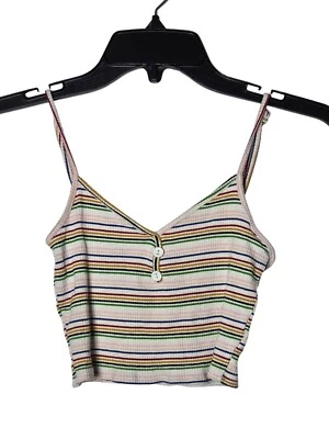 Camiseta sin mangas recortada a rayas multicolor Forever 21 para mujer talla pequeña Rainbow Festival Foto 1 de 4