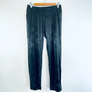 Paul & Joe Size 36 AU 8 Black Floral Embossed Slim Leg Pants French Designer - Picture 1 of 24