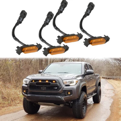 4x Front LED Grille Amber Lens Lights Kit For Toyota Tacoma w/TRD Pro 2016-2021 - Image 1 of 4