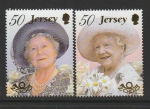 UK - JERSEY 2000 REINA MADRE 100 cumpleaños conjunto de 2 MNH - Royalty - Imagen 1 de 1