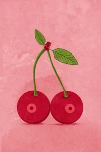 Cherry Boobs by Raissa Oltmanns Giclee Art Print on Paper or Canvas Ships Free - Picture 1 of 3