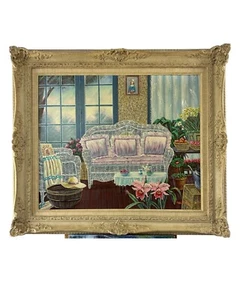 PURRMAN Signed Vintage Indoor Still Life Oil / Canvas in Plaster Frame - Bild 1 von 10