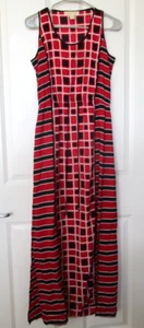MICHAEL Michael Kors Size M Maxi Dress Red Black Sleeveless Geo Print - Picture 1 of 5