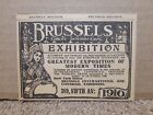 1909 Brussels Great International Exhibition Newspaper Ad For 1910 Belgium