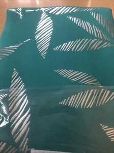 Teal and Silver Metallic Bamboo Leaf Curtain Panels Pair Deconovo 84"L - Picture 1 of 15