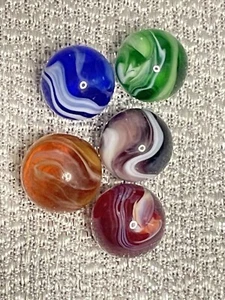 M.F. Christensen Classic Single Seam Akro Slag Marble Lot 5 Vintage Marbles - Picture 1 of 6