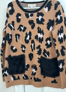 Pre-owned Tucker Tate little girl cheetah sweeter/pockets Size 6 - Picture 1 of 7