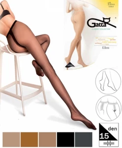 Medias GATTA ELLEN 15 DEN banda T transparentes mate medias delgadas S M L - Imagen 1 de 21