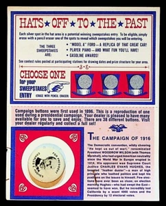 VINTAGE 1972 American Oil Company Sweepstakes Pinback Button Charles E. Hughes - Imagen 1 de 2