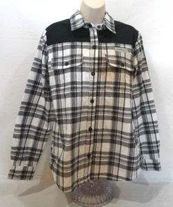 Camisa chaqueta con botones a cuadros blanca y negra de franela mediana Magellan para mujer - Imagen 1 de 8