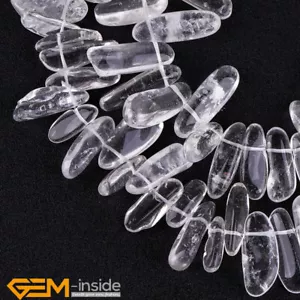 Natural White Rock Quartz Gemstone Freeform Loose Beads For Jewelry Making 15" - Picture 1 of 44