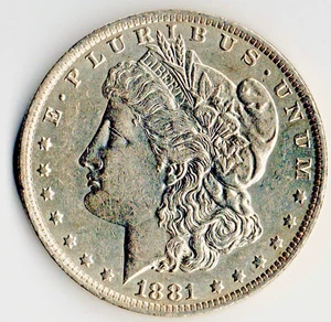 Dólar de plata O Morgan 1881 90 % plata BU sin circular - Imagen 1 de 2