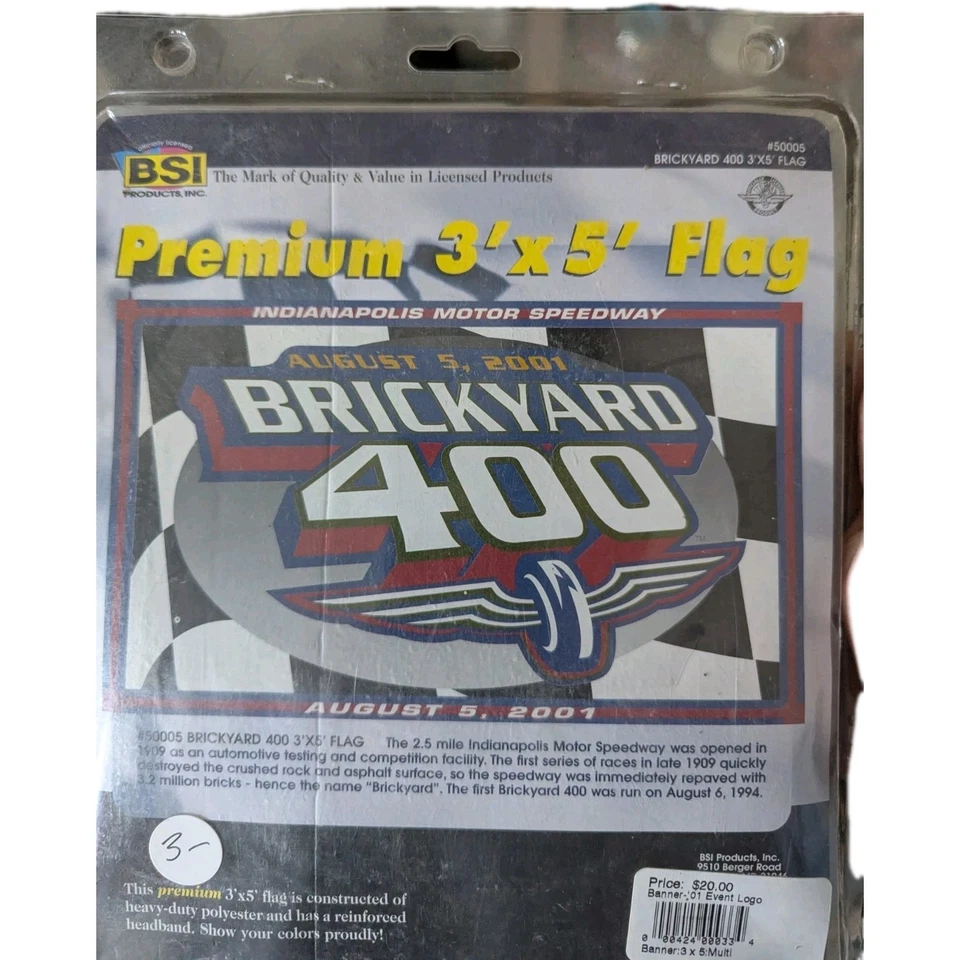 Indy Brickyard 400 - 3' x 5' флаг винтажный 2001 - новый Индианаполис Индиана гонки - Изображение 1 из 1