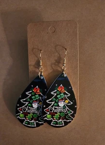 Pendientes de Navidad Joyería Madera Negra Árboles de Navidad Cuelgan Lágrima Árbol - Imagen 1 de 2