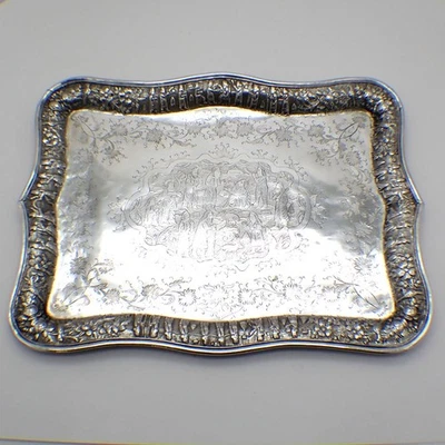 Persian Silver Tray Figural Decorations - Image 1 of 4