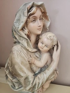 Vintage A. Borsato Madonna and Child Wall Plaque Italy Signed Original. 13" Tall - Picture 1 of 24