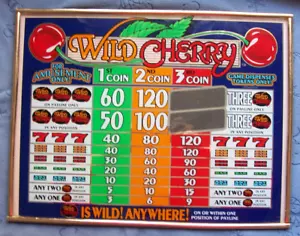 Wild Cherry Spielautomat Glasplatte Header Wandbehang IGT Copyright 19 1/2 x 15 - Bild 1 von 8