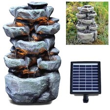 Fontana Solare Giardino Esterno Funzione Acqua Statue LED Decorazione Casa Roccia