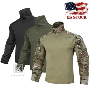 KRYDEX G3 Combat Shirt Long Sleeve with Tactical Elbow Pads Tops Black Paintball - Picture 1 of 19