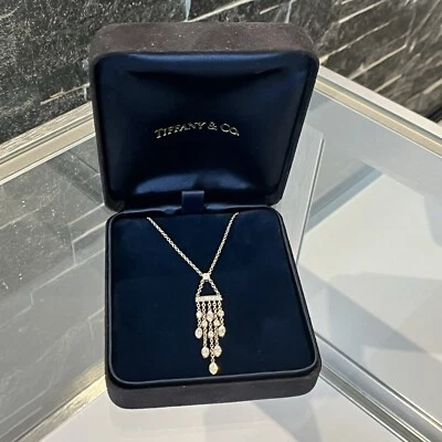 Elegante collar oscilante Tiffany & Co 950 platino diamante natural años 80 vintage Foto 1 de 4