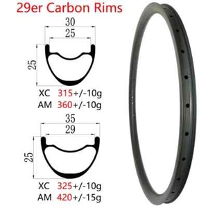 29er XC Mountain Bike Carbon Rims 30mm 35mm Width Carbon Rims Matte Glossy - Picture 1 of 11