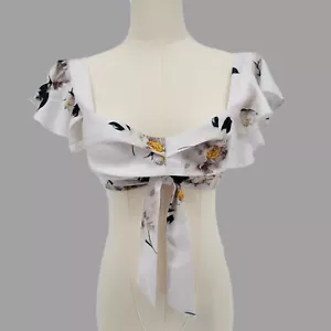 Crop top L'ATISTE by Amy scollato bianco floreale taglia small - Foto 1 di 5