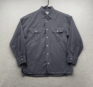Camisa con botones Billy Reid para hombre pequeña S 3 diente de sabueso geométrica azul marino blanca - Imagen 1 de 10