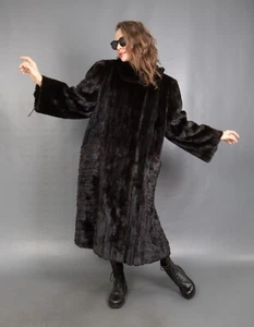 6759 SUPERIOR REAL SAGA MINK COAT LUXURY FUR VERY LONG PELZ BEAUTIFUL SIZE XL - Picture 1 of 18