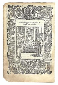 Stampa old print Pilato fa leggere la sentenza Gesù crocifisso A. Da Castello 15 - Imagen 1 de 2