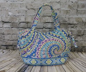 Vera Bradley Retired Small Capri Blue Lola Handbag Pasley Pattern Snaps Cotton - Picture 1 of 8