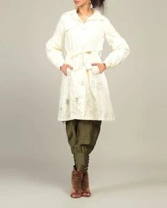 'JUST ANGELS' EMBROIDERED BUTTERCREAM TRENCH COAT - Picture 1 of 5