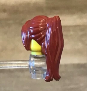 LEGO Minifig Female Dark Red Hair With Long Ponytail and Side Bangs - Picture 1 of 2
