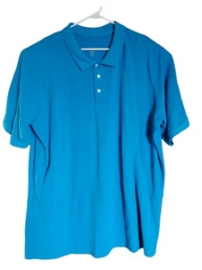 Men's King Size Polo Size 3XLT Big & Tall Blue Teal Short Sleeve - Picture 1 of 4