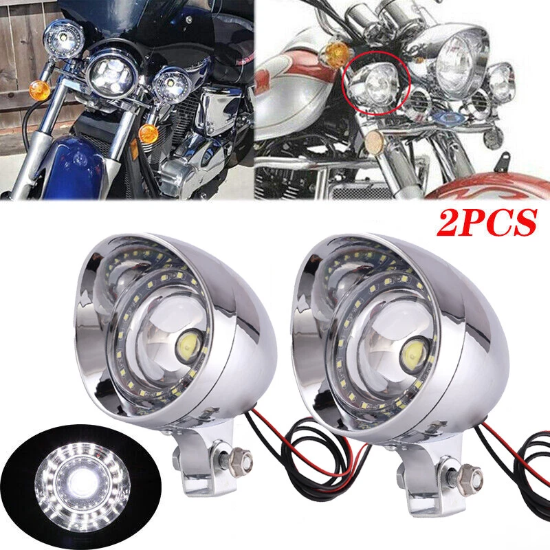 Luz antiniebla LED 12V cromada para conducir motocicleta para Harley Honda Yamaha Foto 1 de 4