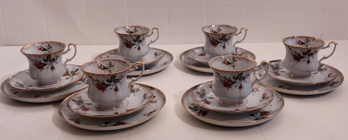 6-teiliges Tassen-Set Mit Untertassen & Löffeln – 237 Ml Porzellantassen Im Vintage-Blumen-Design, Mikrowellengeeignet