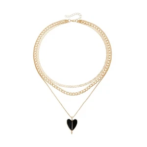 Symmetrical Heart Drop Glaze Necklace Pendant Neckchain Stylish Jewelry Gift - Picture 1 of 8