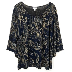 Avenue Whimsigoth Fairy Grunge Size 22/24 Top 3/4 Flare Sleeve Witchy Boho - Picture 1 of 10