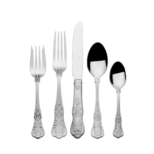 Queen 65-Piece 18/10 Stainless Steel Flatware Set, Silver, Service for 12 - - Picture 1 of 6