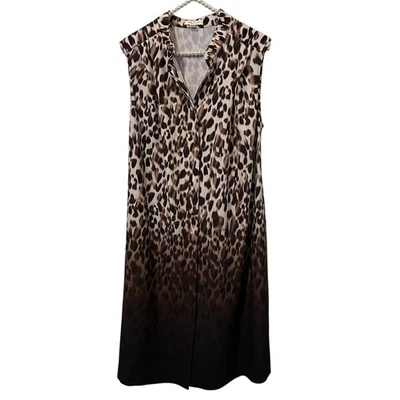 Calvin Klein Dress Womens 16W Animal Print Sleeveless Belted Button Up office - Image 1 of 4