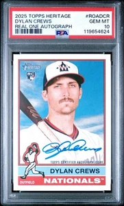 2025 Topps Heritage Real One Auto #Roadcr Dylan Crews Rookie RC PSA 10 - Bild 1 von 3