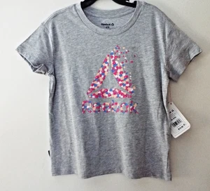 NWT Reebok Girls Gray T-Shirt Size: XS ( 4 - 5 ) With Colorful Logo - Picture 1 of 5