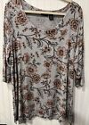 Tamari Women’s  Floral Shirt 2x Gray With pink Flowers  Soft, Stretchy