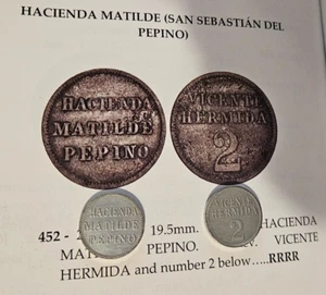 2 ALMUD HACIENDA MATILDE SAN SEBASTIAN PUERTO RICO Remake Ficha Token Val Münze - Bild 1 von 11