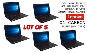 LOT OF 5 Lenovo ThinkPad X1 Carbon 1st Gen 14" Laptop i5-3427 128GB SSD 4GB Ram 