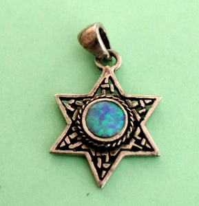~ VINTAGE / Estrella de David con PIEDRA DE ÓPALO colgante grande / USADO / NUEVO - Imagen 1 de 6
