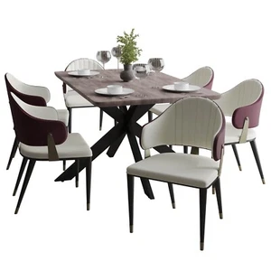 Ravenna 7-Piece Rustic Gray Dining Set Rectangular Table & 4 Upholstered Chairs - Picture 1 of 73