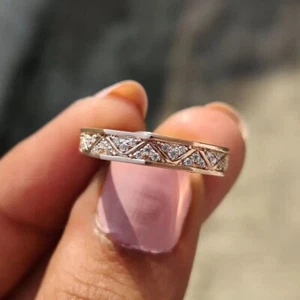 0.5ct Round Lab-Created Diamond Wedding Eternity Band Ring 14K White Gold Plated - Picture 1 of 6