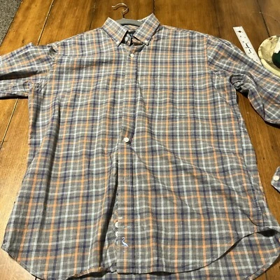 Tailorbyrd Plaid Shirt Size M Long Sleeve Button Down Cotton Gray Orange Purple - Image 1 of 4